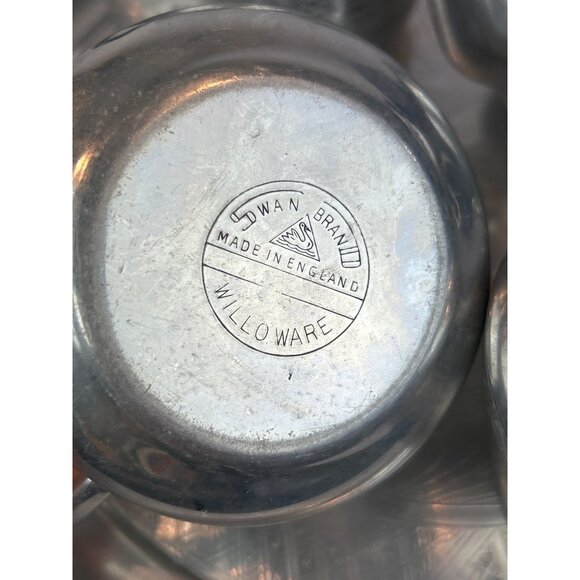 Vintage Swan Brand Willoware Aluminum Tea Set Tray Asian Landscape - Picture 4 of 12